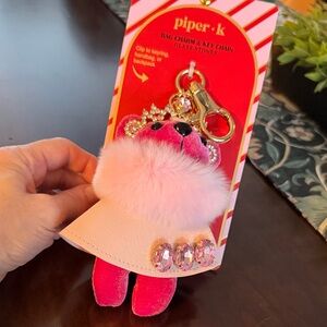 Piper K Pink Princess Bear Bag Charm with Gold Accents